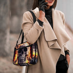 Flaming Skull And Cross Wrench Print Double Strap Bible Bag