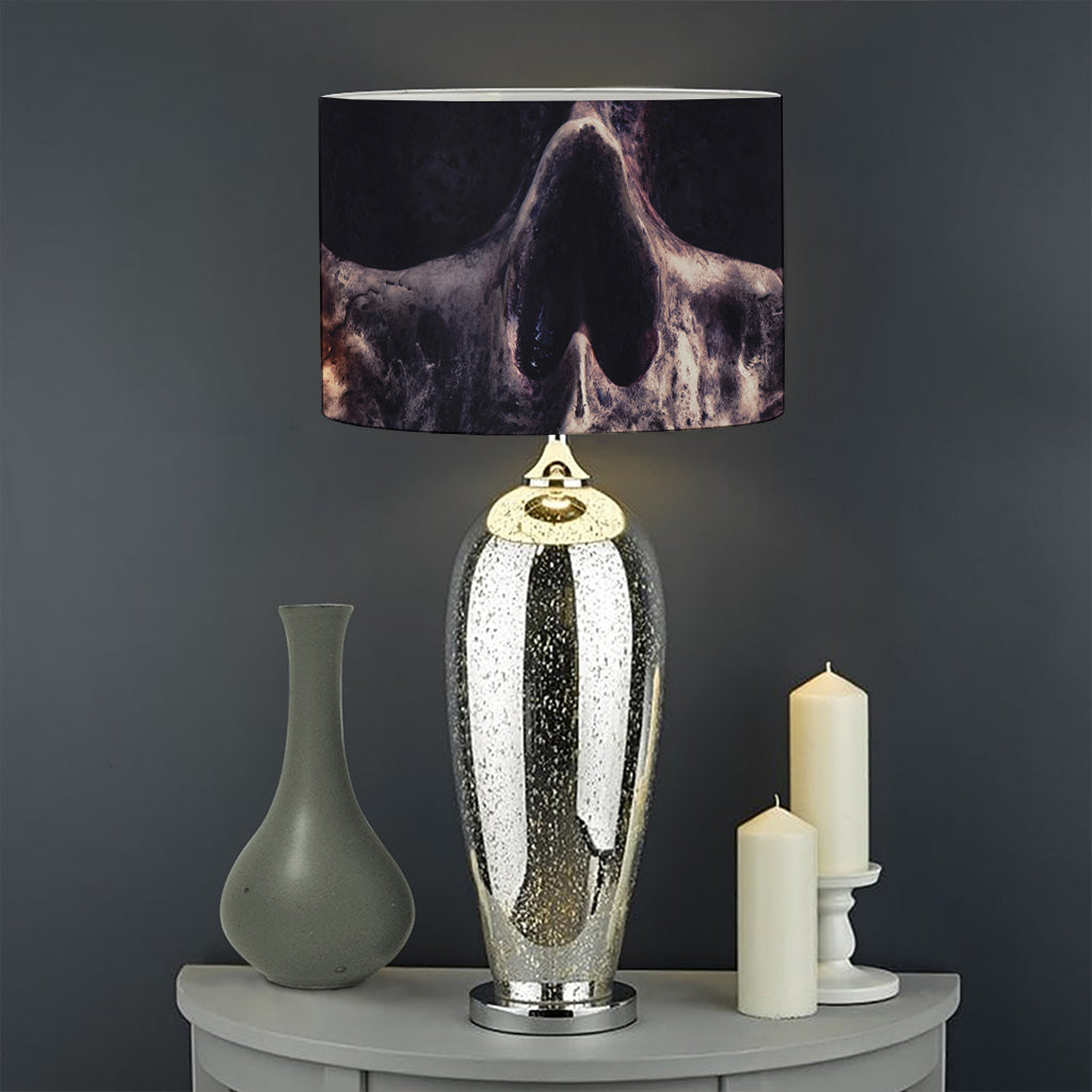 Flaming Skull And Cross Wrench Print Drum Lamp Shade