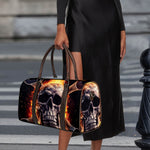 Flaming Skull And Cross Wrench Print Duffle Bag