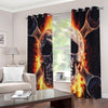 Flaming Skull And Cross Wrench Print Extra Wide Grommet Curtains