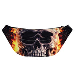 Flaming Skull And Cross Wrench Print Fanny Pack