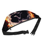 Flaming Skull And Cross Wrench Print Fanny Pack