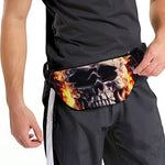Flaming Skull And Cross Wrench Print Fanny Pack