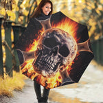 Flaming Skull And Cross Wrench Print Foldable Umbrella