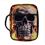 Flaming Skull And Cross Wrench Print Front Pocket Bible Bag