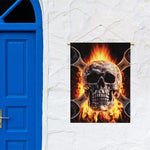 Flaming Skull And Cross Wrench Print Garden Flag