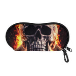 Flaming Skull And Cross Wrench Print Glasses Case