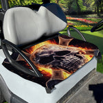 Flaming Skull And Cross Wrench Print Golf Cart Seat Cover