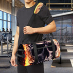 Flaming Skull And Cross Wrench Print Gym Bag