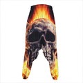 Flaming Skull And Cross Wrench Print Hammer Pants