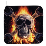 Flaming Skull And Cross Wrench Print Hand Towel