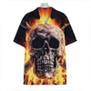 Flaming Skull And Cross Wrench Print Hawaiian Shirt