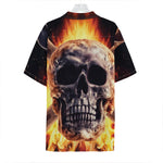 Flaming Skull And Cross Wrench Print Hawaiian Shirt