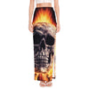 Flaming Skull And Cross Wrench Print High Slit Maxi Skirt