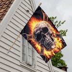 Flaming Skull And Cross Wrench Print House Flag