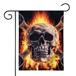 Flaming Skull And Cross Wrench Print House Flag