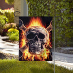Flaming Skull And Cross Wrench Print House Flag
