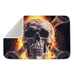Flaming Skull And Cross Wrench Print Indoor Door Mat
