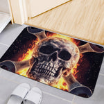 Flaming Skull And Cross Wrench Print Indoor Door Mat