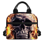 Flaming Skull And Cross Wrench Print Insulated Lunch Bag