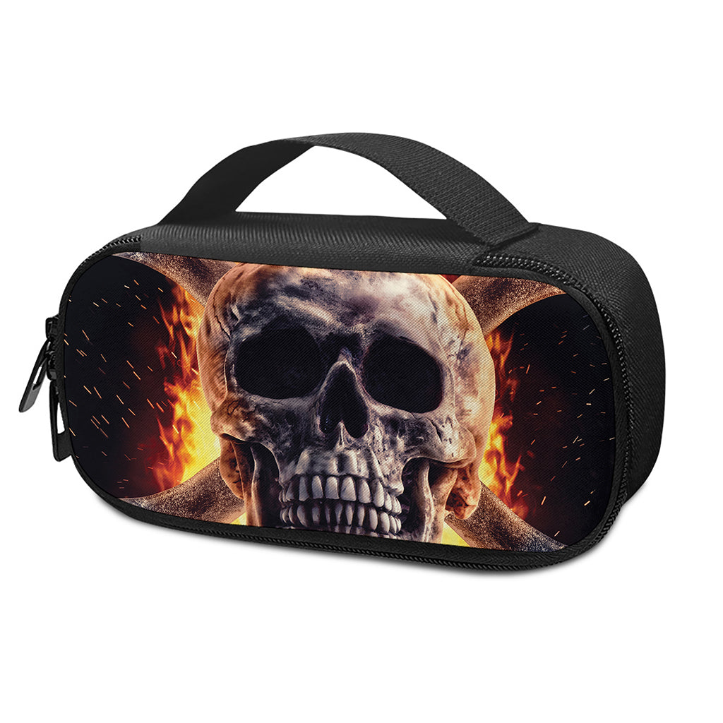 Flaming Skull And Cross Wrench Print Insulin Cooler Travel Case