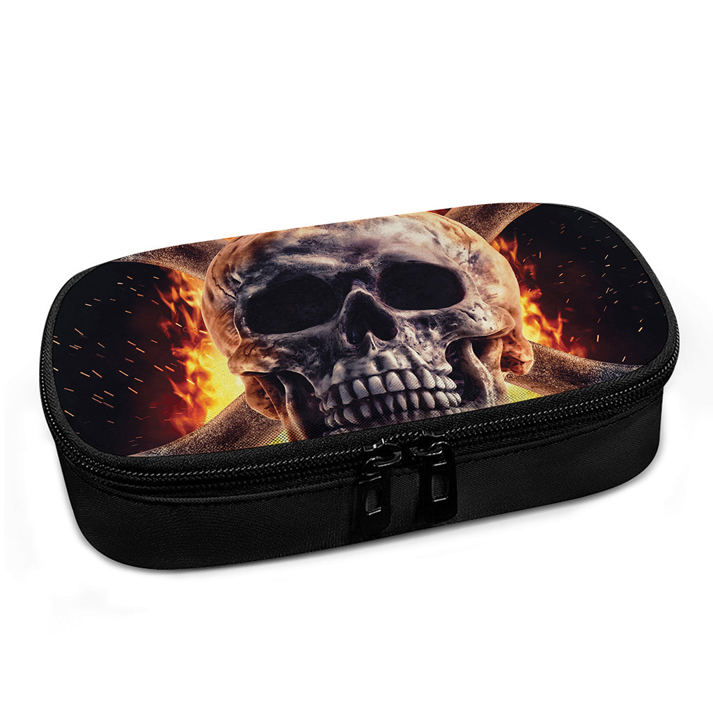 Flaming Skull And Cross Wrench Print Insulin Cooler Travel Case