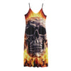 Flaming Skull And Cross Wrench Print Jersey Midi Cami Dress