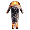 Flaming Skull And Cross Wrench Print Jumpsuit