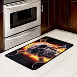 Flaming Skull And Cross Wrench Print Kitchen Mat