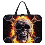 Flaming Skull And Cross Wrench Print Laptop Sleeve With Handle