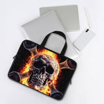 Flaming Skull And Cross Wrench Print Laptop Sleeve With Handle
