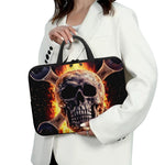 Flaming Skull And Cross Wrench Print Laptop Sleeve With Handle