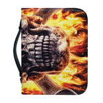 Flaming Skull And Cross Wrench Print Leather Bible Cover