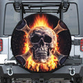 Flaming Skull And Cross Wrench Print Leather Spare Tire Cover