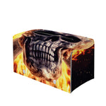 Flaming Skull And Cross Wrench Print Leather Tissue Box Cover