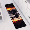 Flaming Skull And Cross Wrench Print Long Kitchen Mat