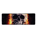Flaming Skull And Cross Wrench Print Long Kitchen Mat