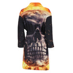 Flaming Skull And Cross Wrench Print Men's Bathrobe