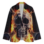 Flaming Skull And Cross Wrench Print Men's Blazer