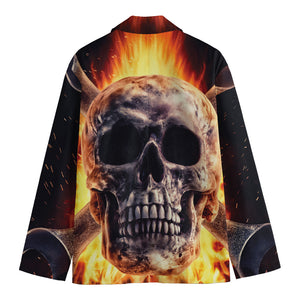 Flaming Skull And Cross Wrench Print Men's Blazer