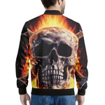 Flaming Skull And Cross Wrench Print Men's Bomber Jacket