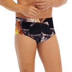 Flaming Skull And Cross Wrench Print Men's Briefs