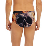 Flaming Skull And Cross Wrench Print Men's Briefs