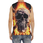Flaming Skull And Cross Wrench Print Men's Fitness Tank Top