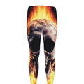 Flaming Skull And Cross Wrench Print Men's Leggings