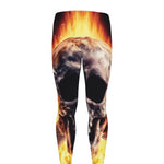Flaming Skull And Cross Wrench Print Men's leggings