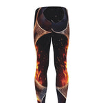 Flaming Skull And Cross Wrench Print Men's leggings