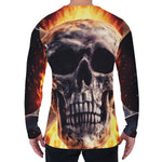 Flaming Skull And Cross Wrench Print Men's Long Sleeve T-Shirt