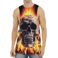 Flaming Skull And Cross Wrench Print Men's Muscle Tank Top