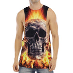Flaming Skull And Cross Wrench Print Men's Muscle Tank Top